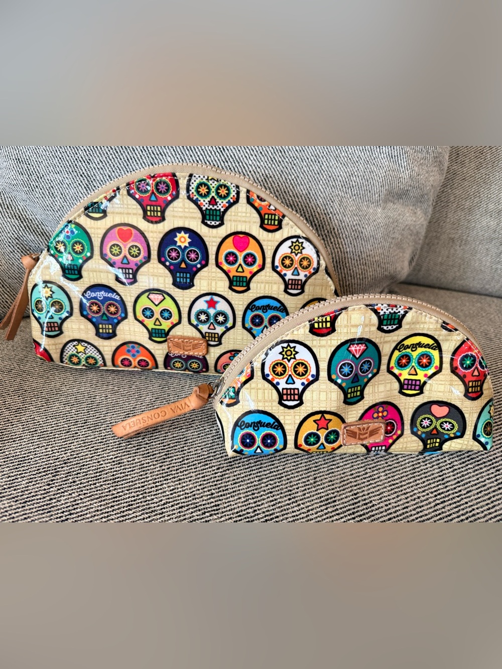 Consuela Multicolor Sugar Skull Cosmetic bags set of 2